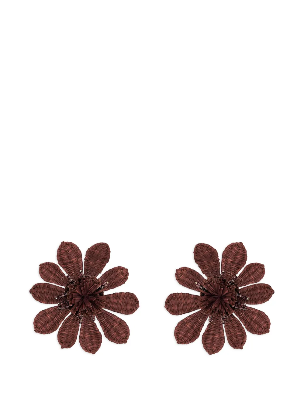 Oscar de la Renta boucles d'oreilles fleur à clip - Marron