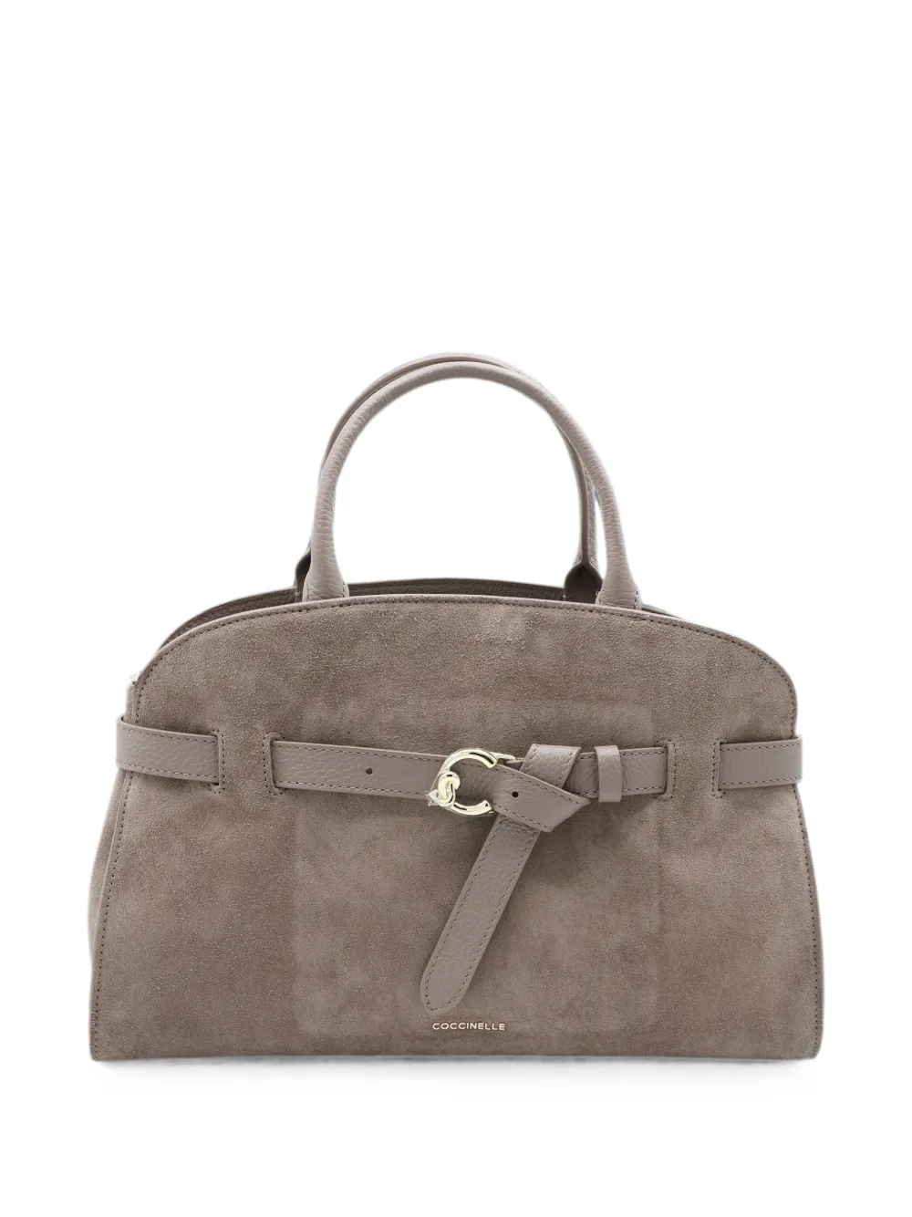 Coccinelle Buckle-detail Leather Tote Bag In Neutral