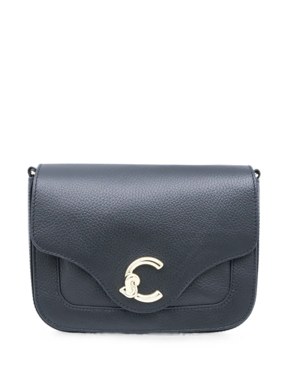 Coccinelle logo-plaque pebbled-leather shoulder bag - Nero