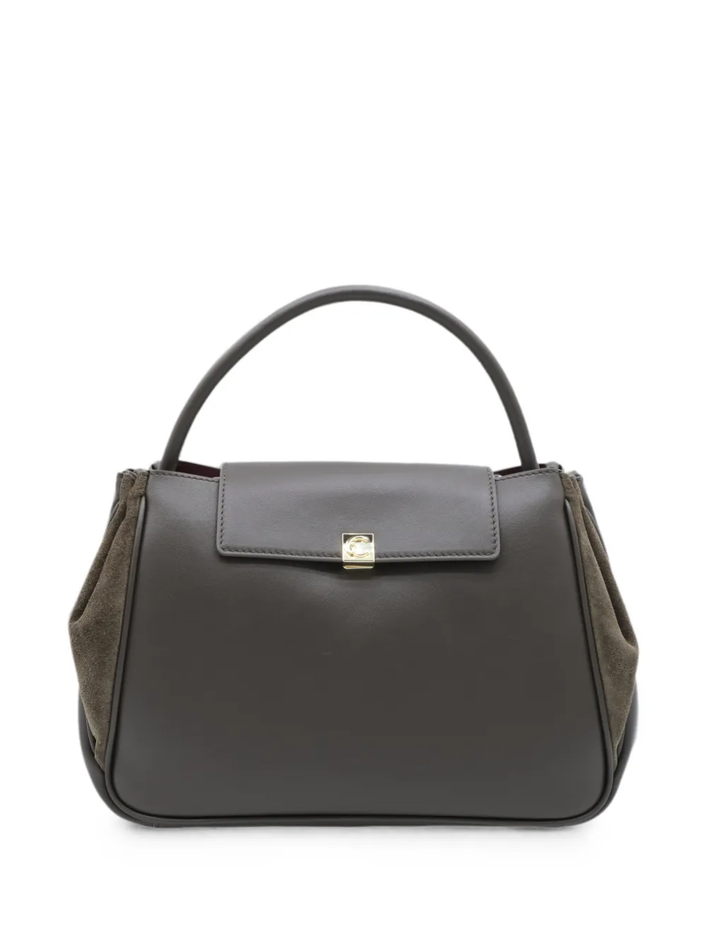 Coccinelle suede-panelled leather shoulder bag - Braun