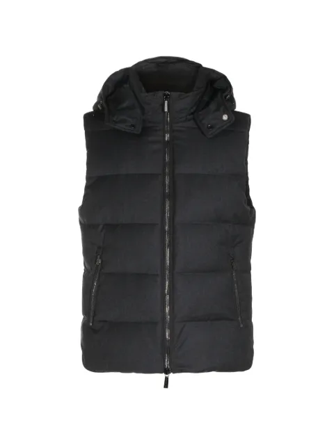 Moorer hooded sleeveless padded coat