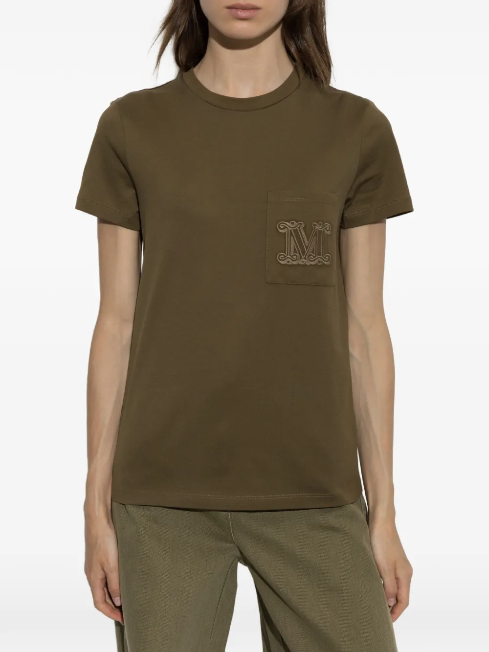 Max Mara Papaia T-shirt met geborduurd logo Groen