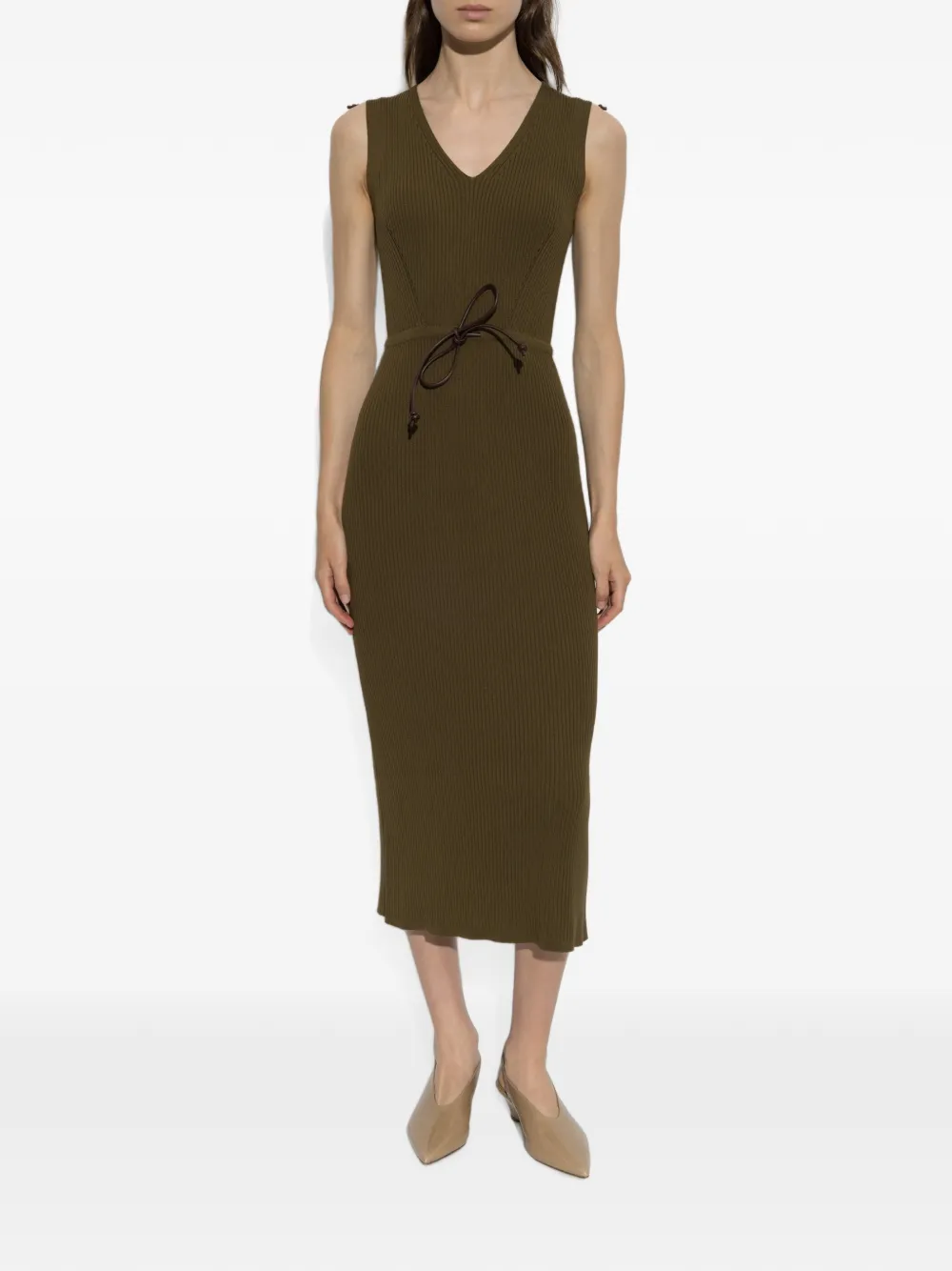 Max Mara Fado midi-jurk met ceintuur Groen