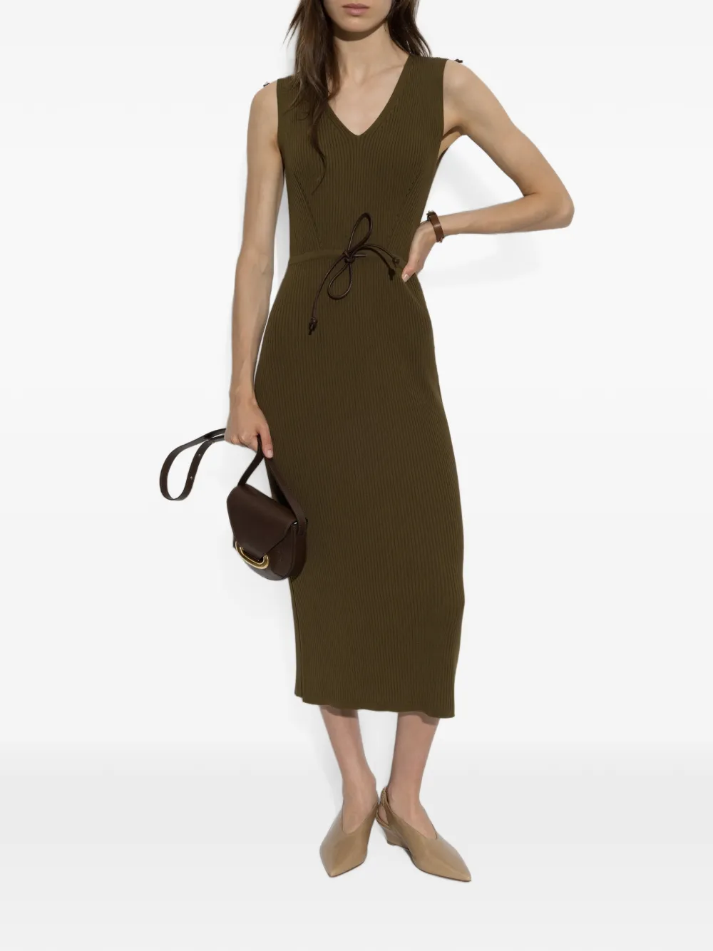 Max Mara Fado midi-jurk met ceintuur Groen