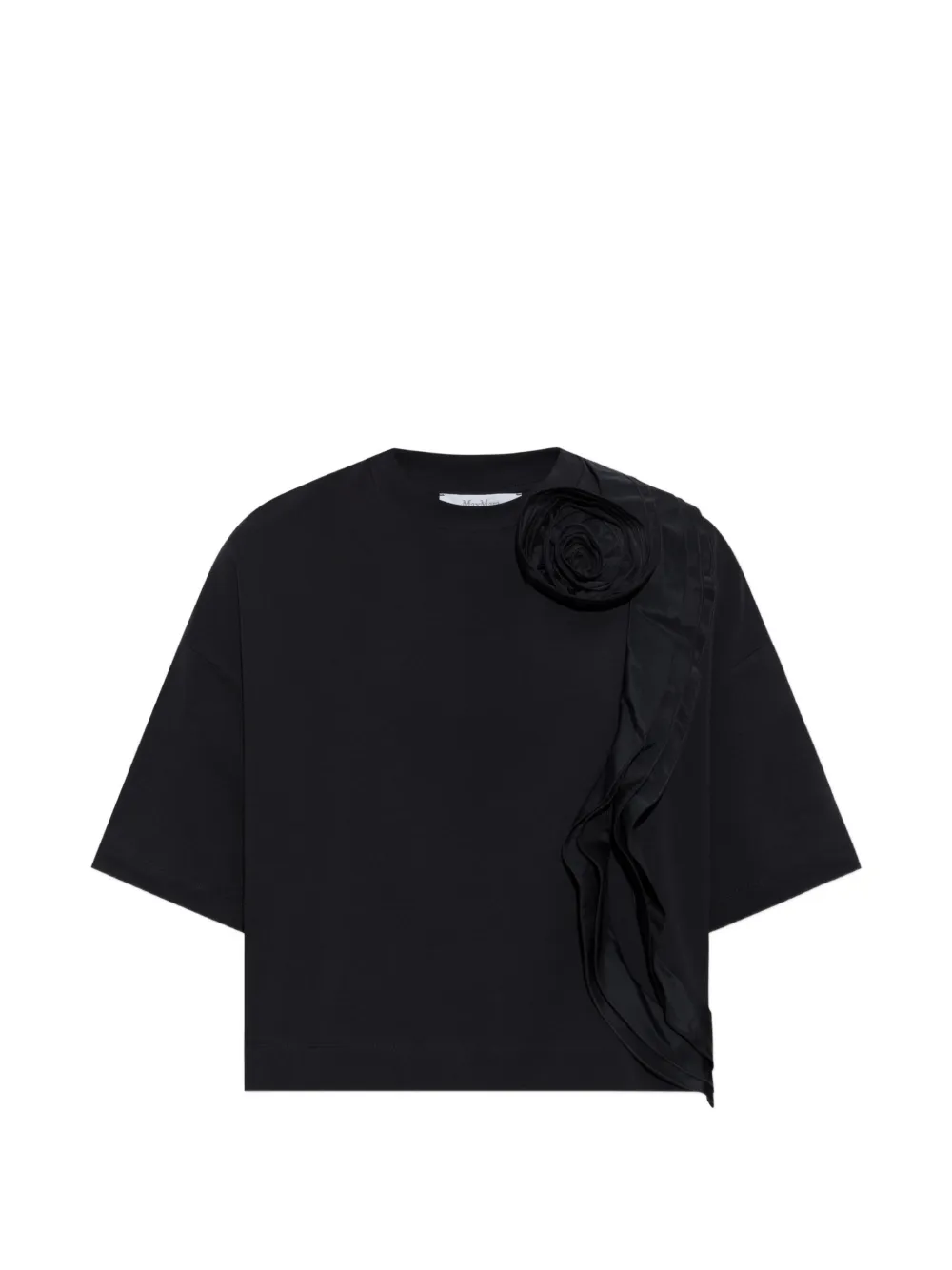Max Mara ruffled floral-appliqué T-shirt - Blau
