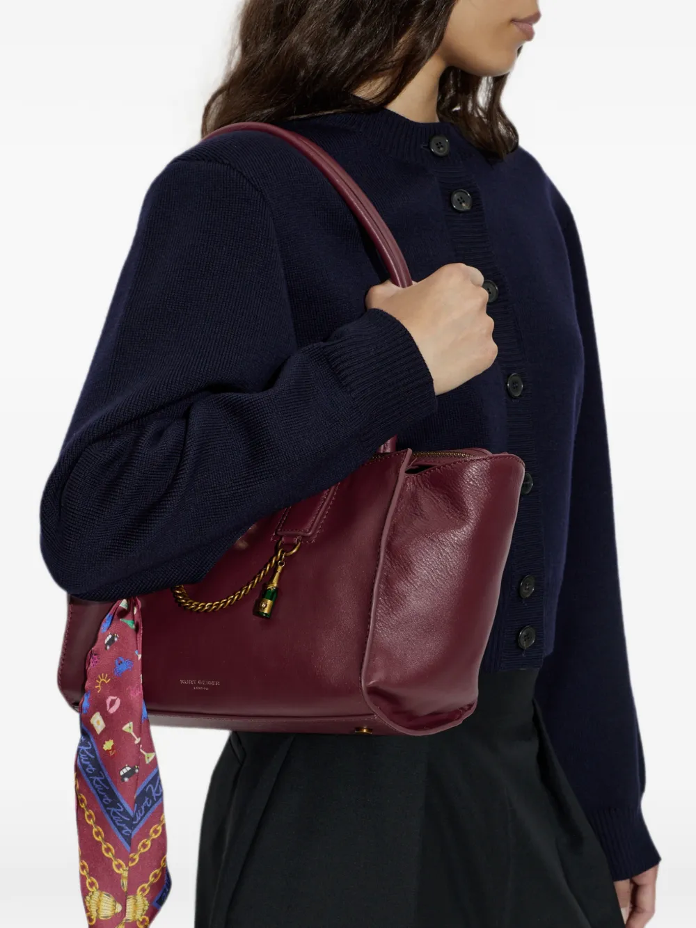 Kurt Geiger London Sloane kleine shopper met sjaaldetail Rood