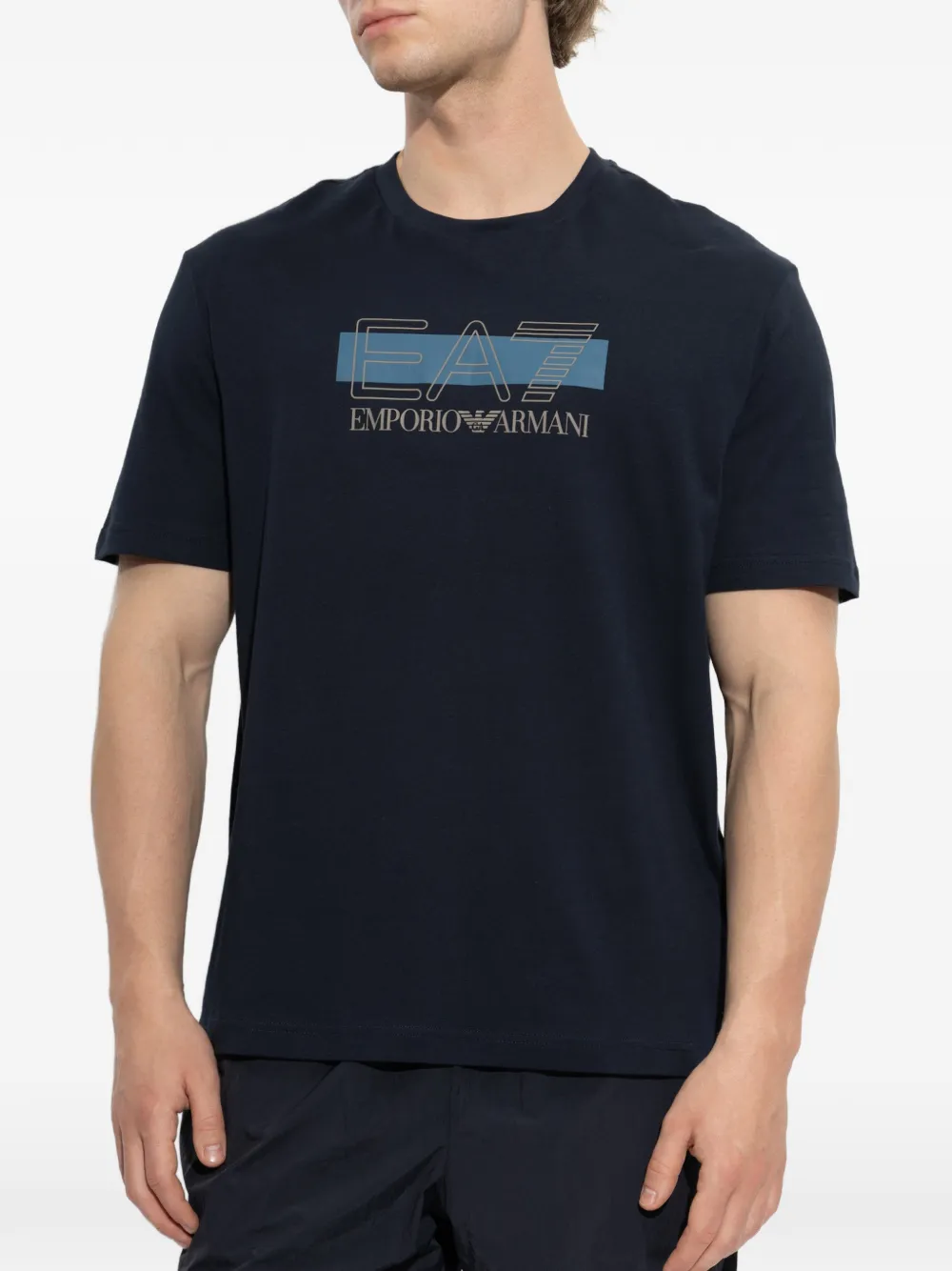 Ea7 Emporio Armani Visibility katoenen T-shirt met logoprint Blauw