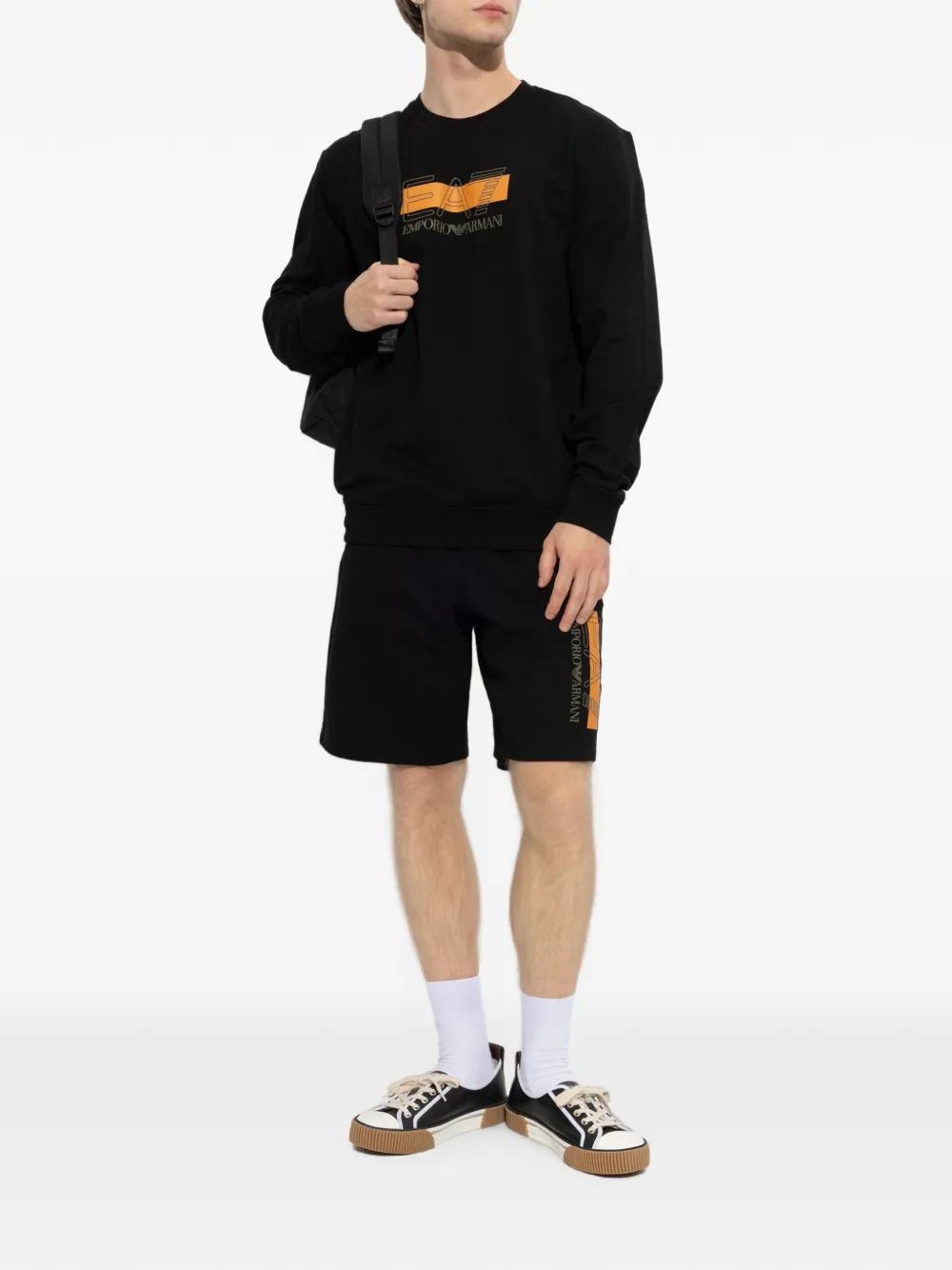 Ea7 Emporio Armani Sweater met logoprint en lange mouwen Zwart