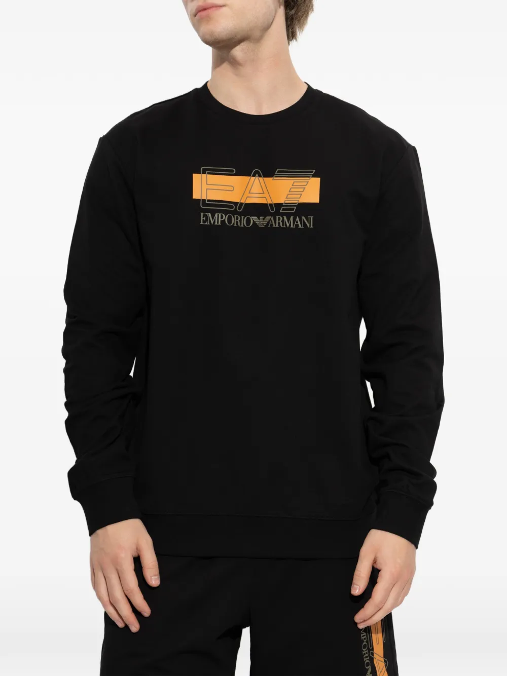 Ea7 Emporio Armani Sweater met logoprint en lange mouwen Zwart