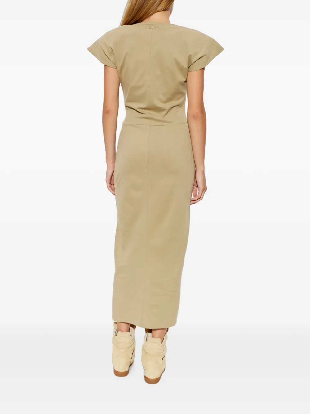 ISABEL MARANT Nadra midi-jurk met V-hals Beige