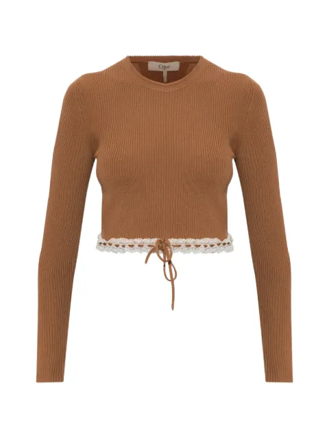 Chloé lace-trimmed ribbed-knit sweater
