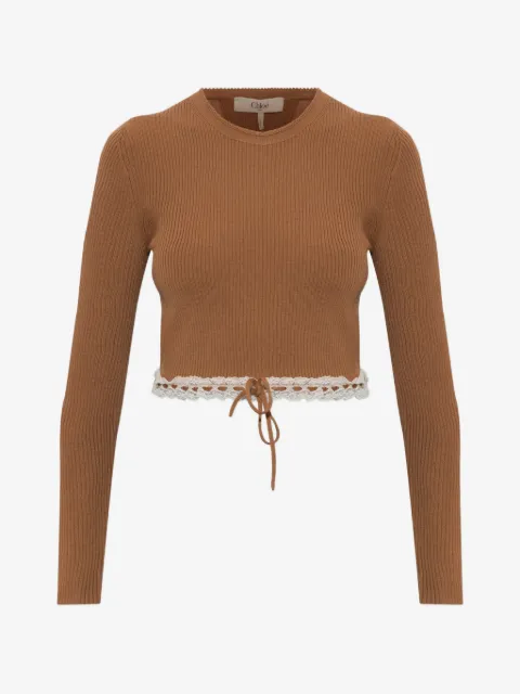 Chloé lace-trimmed ribbed-knit sweater