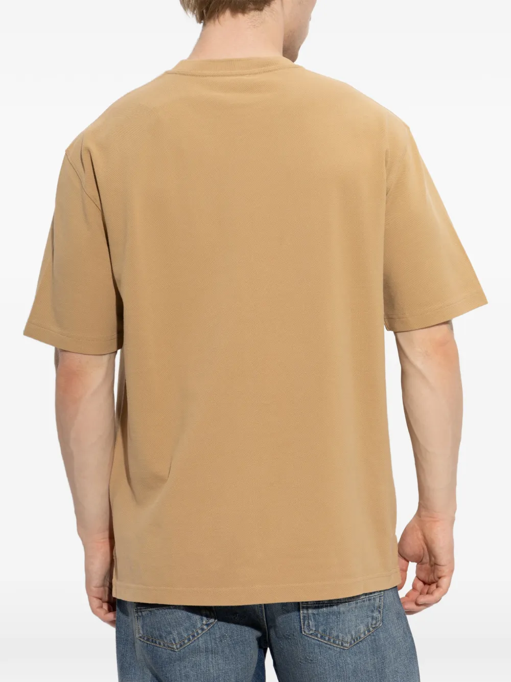 Emporio Armani piqué jersey T-shirt with embroidered raised logo Beige