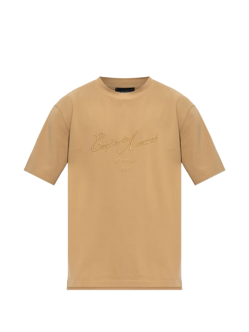 Emporio Armani logo-embroidered T-shirt - Toni neutri