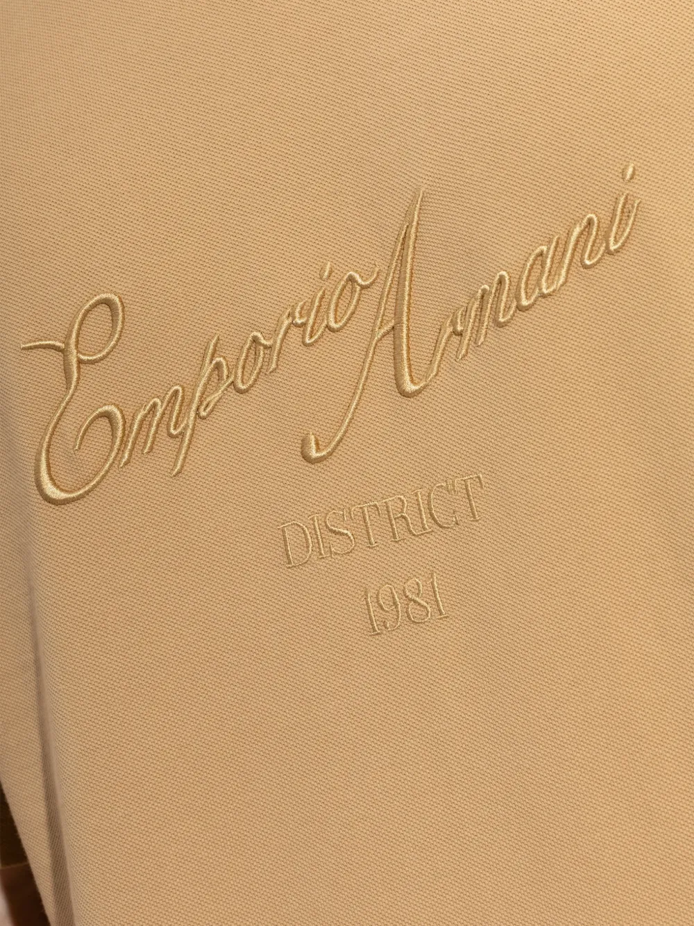 Emporio Armani piqué jersey T-shirt with embroidered raised logo Beige