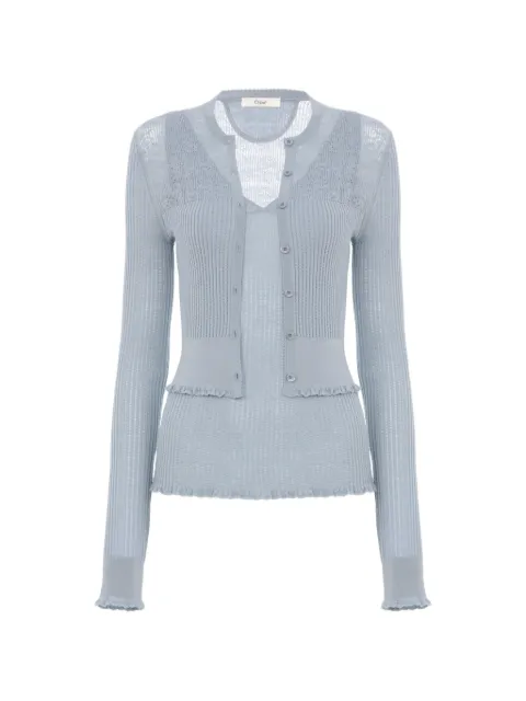 Chloé ribstrikket vest og cardigan i uld