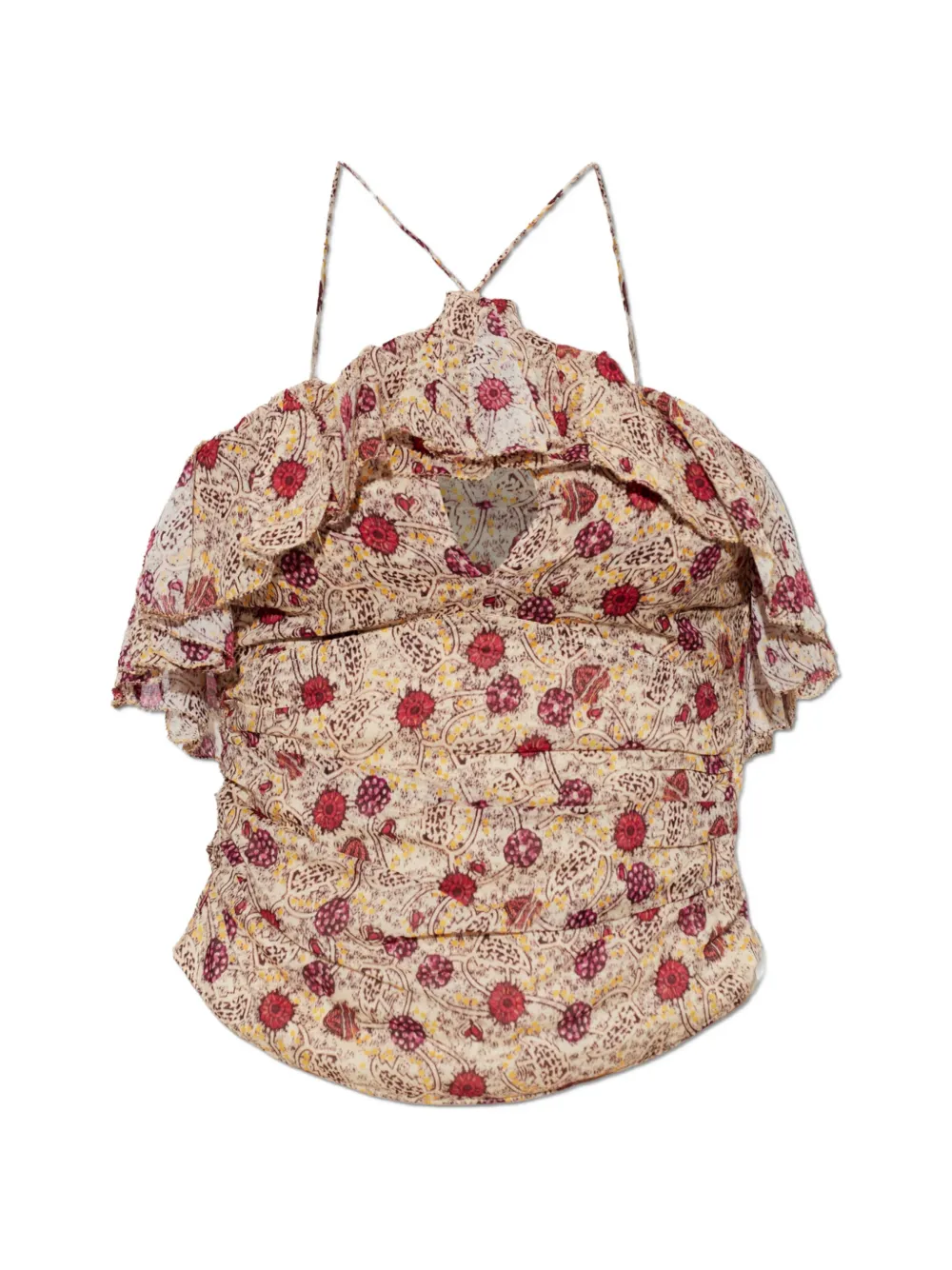 MARANT ÉTOILE Djimia ruffled floral-print top - Toni neutri