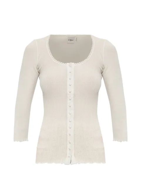 Chloé ribbed-knit lace-trim top