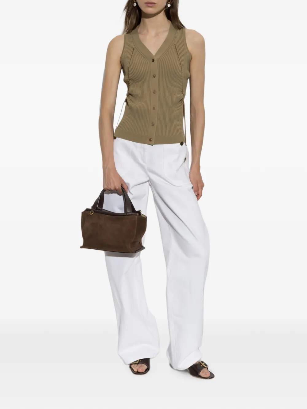 Max Mara Badesse jeans met knoopdetail Wit
