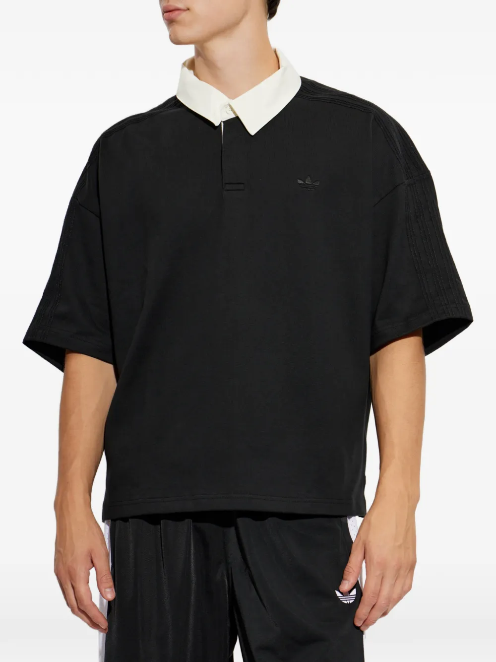 adidas logo-embroidered polo shirt Zwart