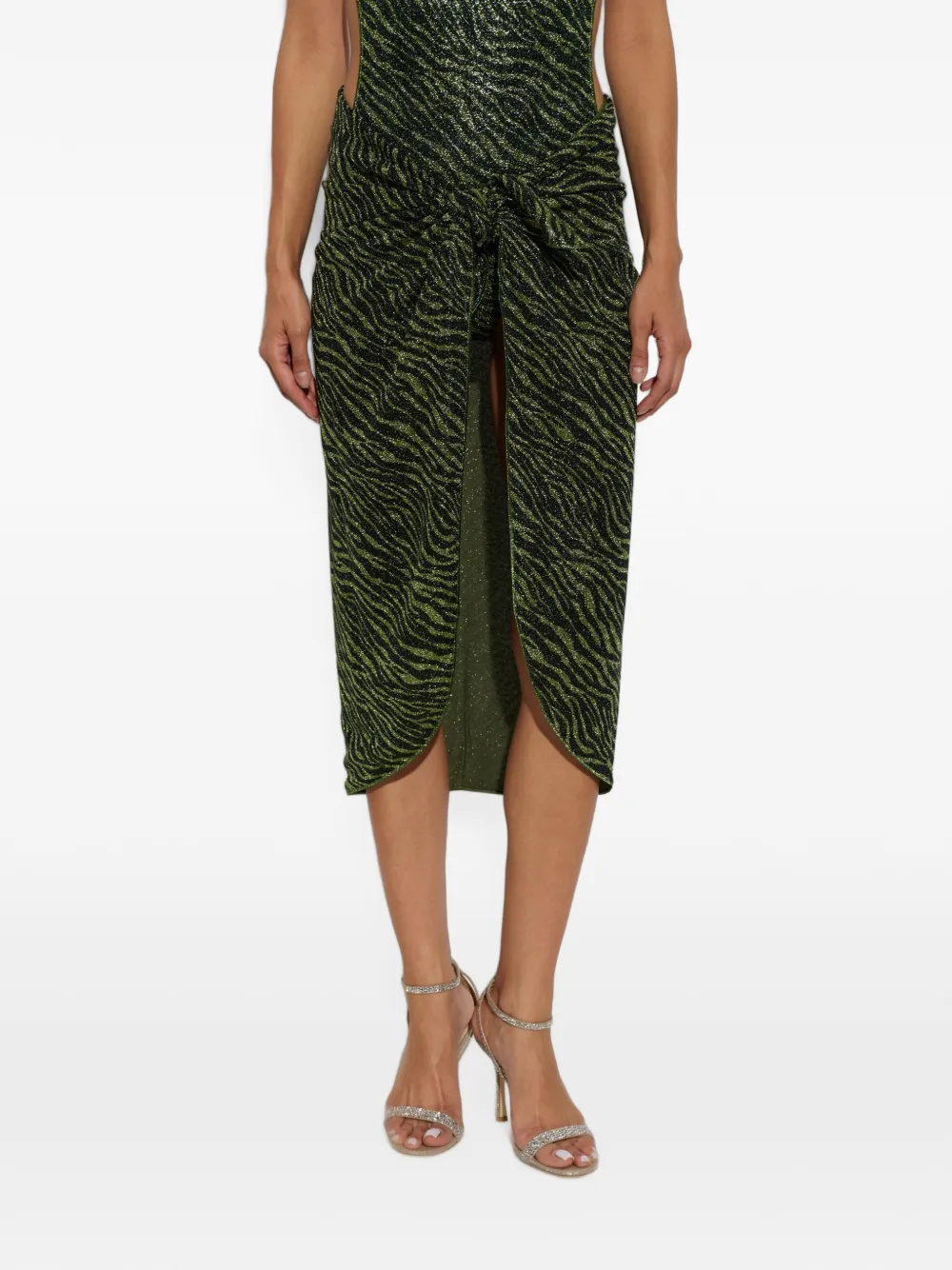 Oséree Lurex wikkeldoek met zebra-print Groen