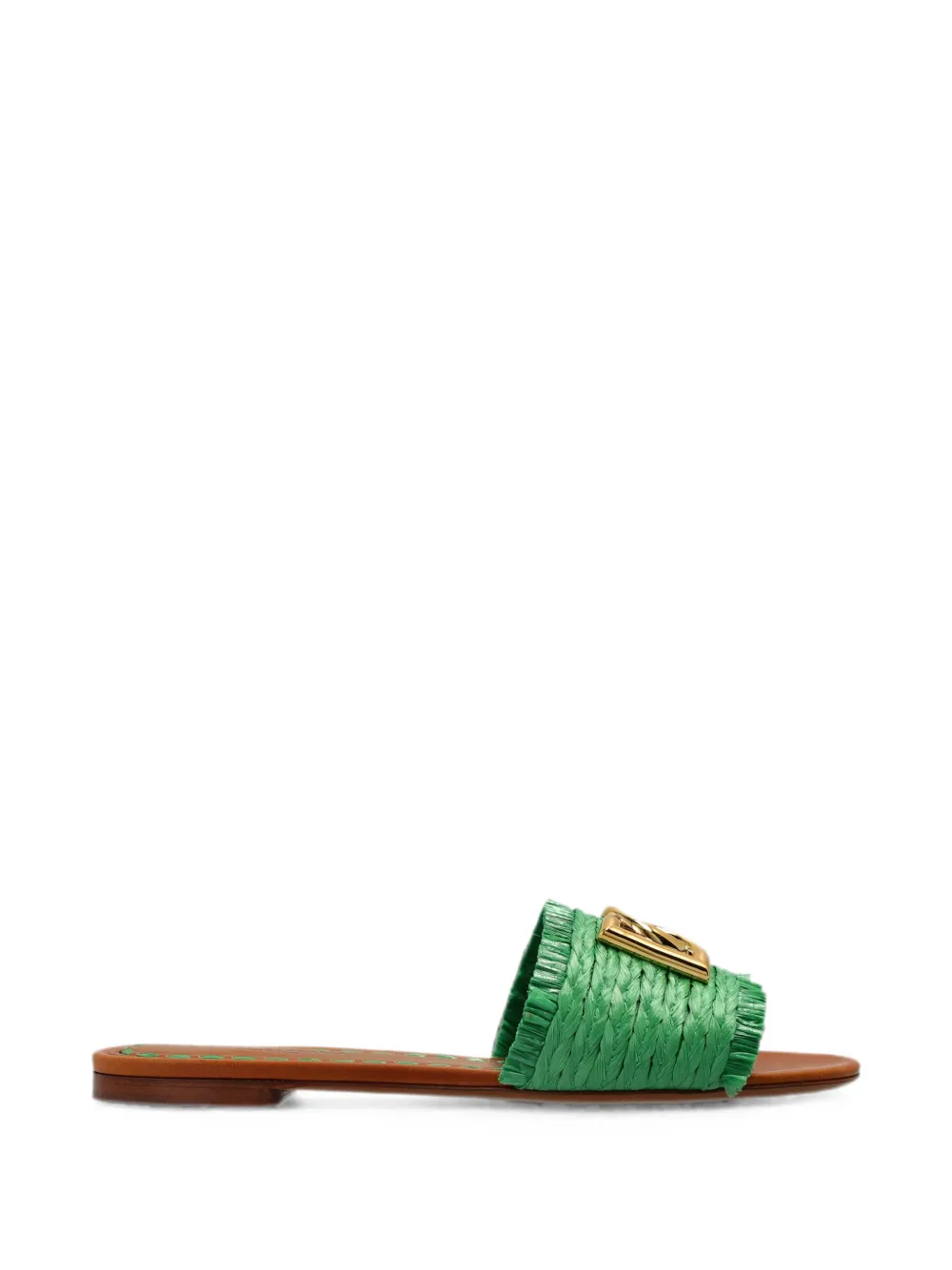 Dolce & Gabbana logo-plaque fringed sandals Groen
