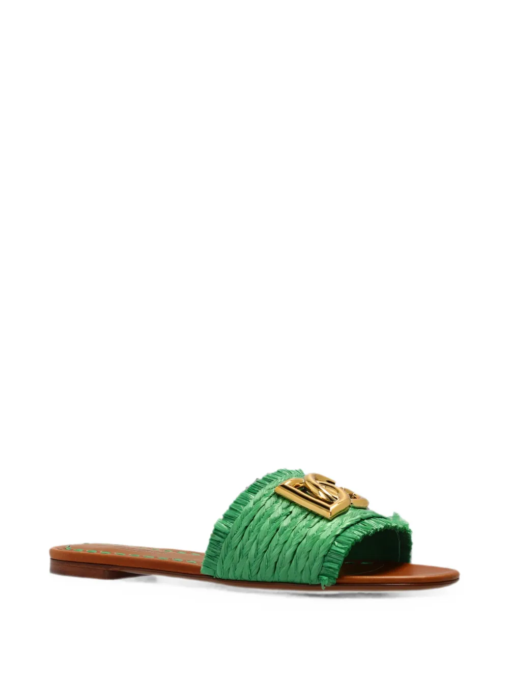 Dolce & Gabbana logo-plaque fringed sandals Groen