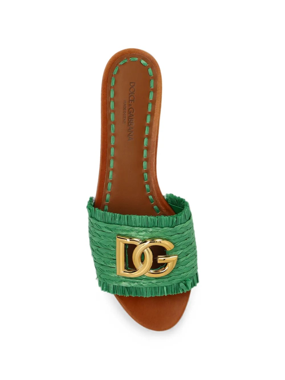 Dolce & Gabbana logo-plaque fringed sandals Groen