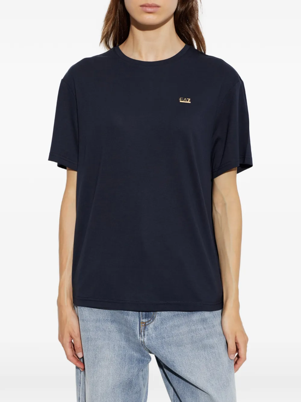 Ea7 Emporio Armani T-shirt met logoplakkaat Blauw