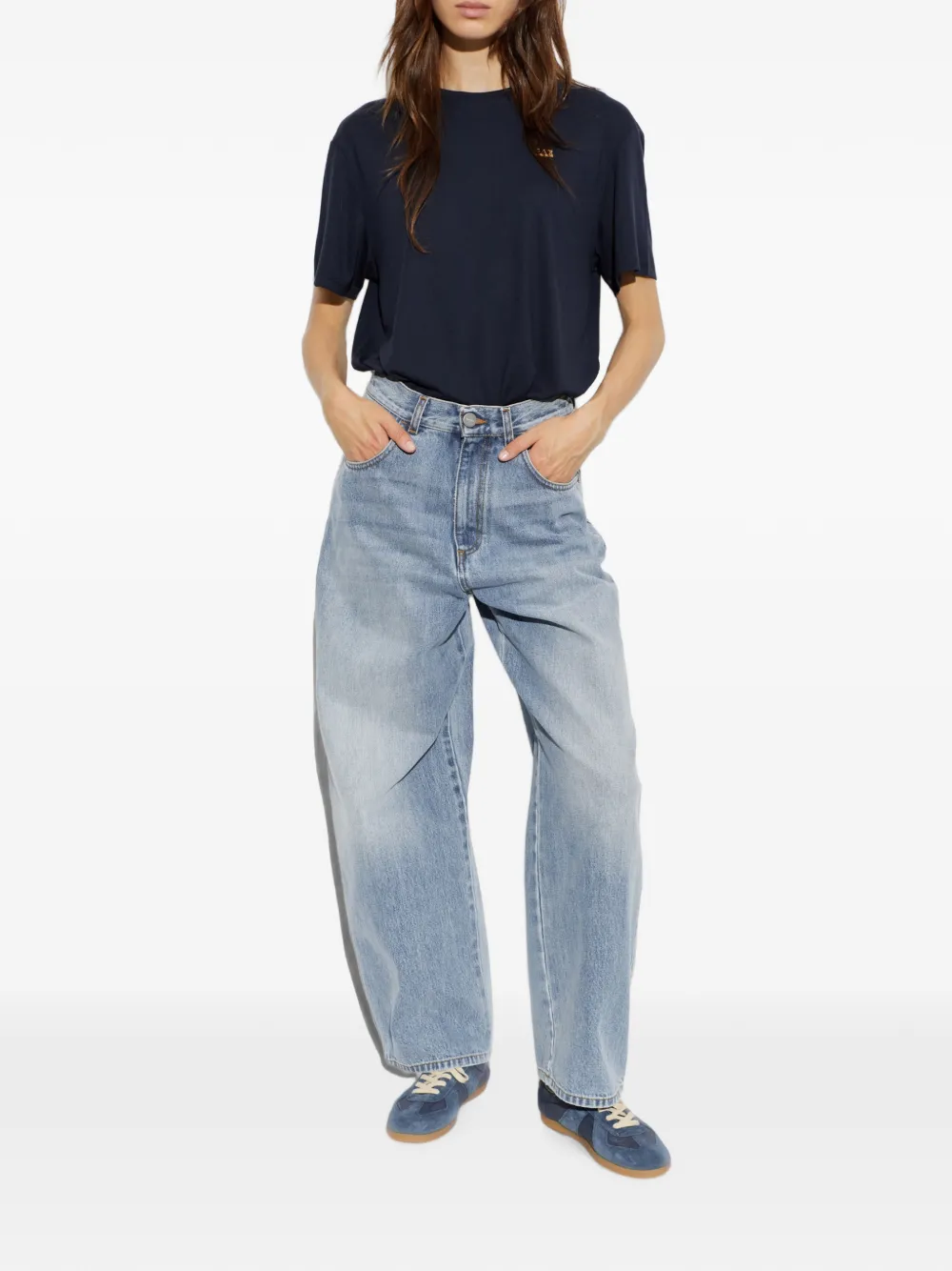 Ea7 Emporio Armani T-shirt met logoplakkaat Blauw