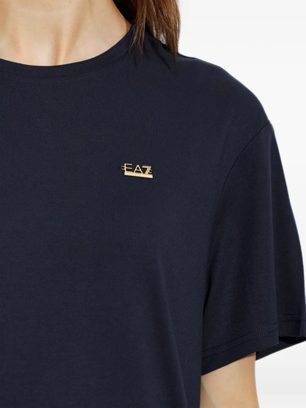 Ea7 Emporio Armani T-shirt met logoplakkaat Blauw