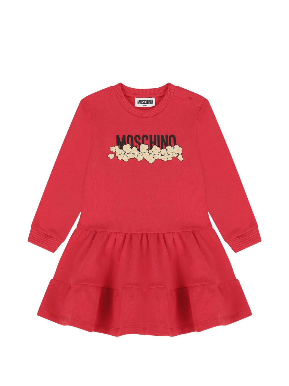 Moschino Kids logo-print tiered dress - Rosso