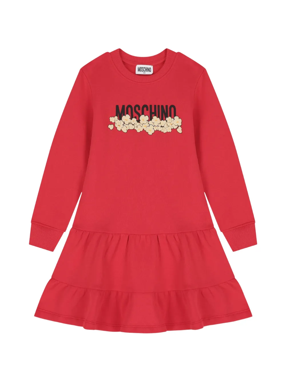 Moschino Kids popcorn-print tiered dress - Rosso