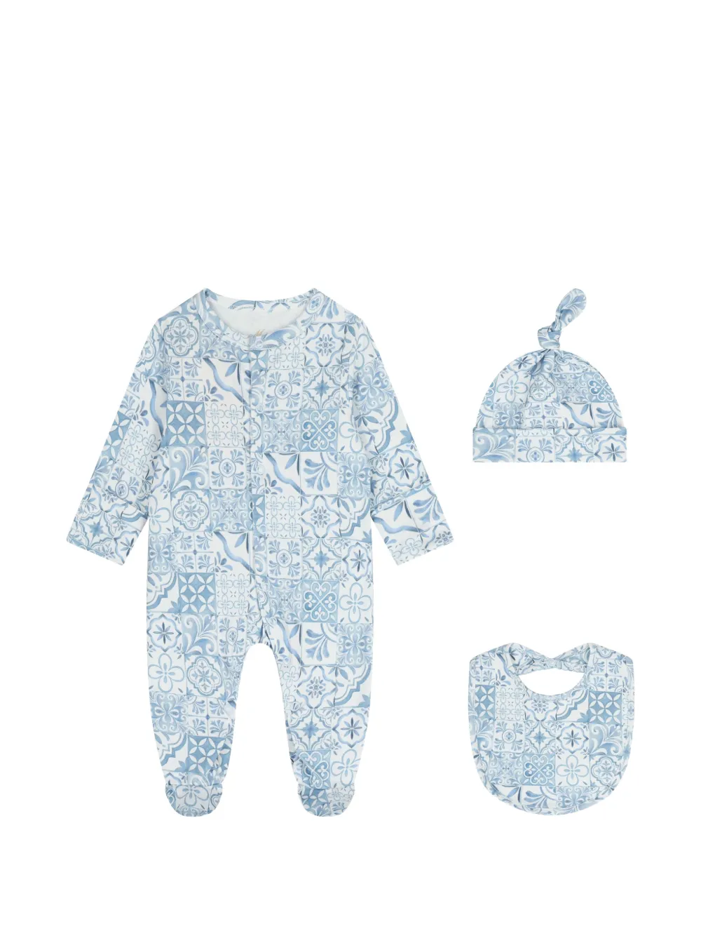 My Little Pie Amalfi tile-print babygrown set (set of three) - Blu