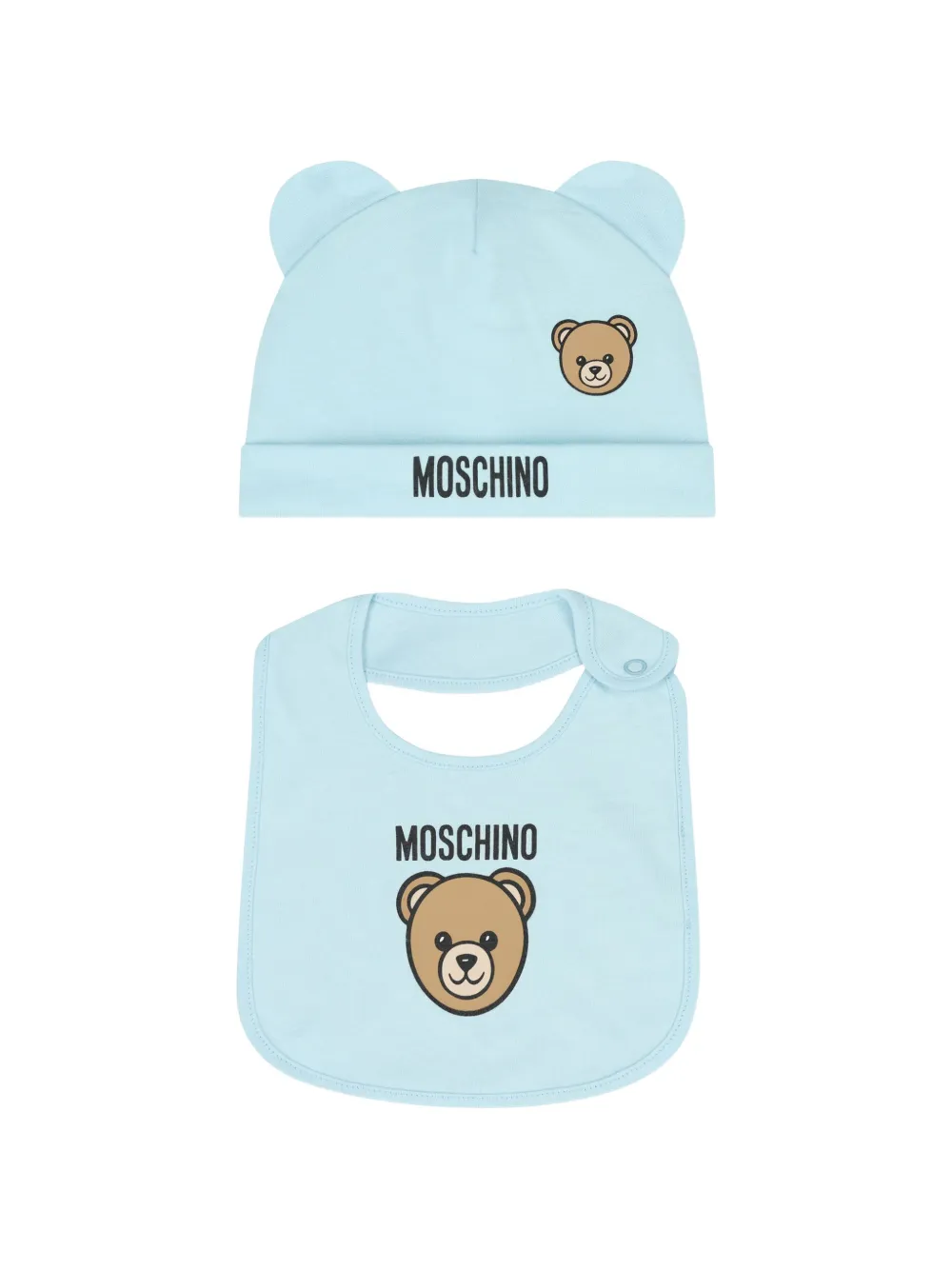 Moschino Kids Teddy Bear cotton beanie set - Blu
