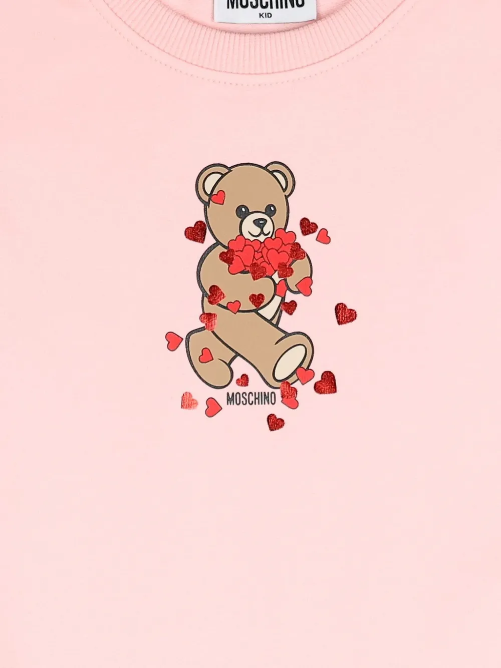 Moschino Kids Jurk met teddybeerprint en ruches Roze