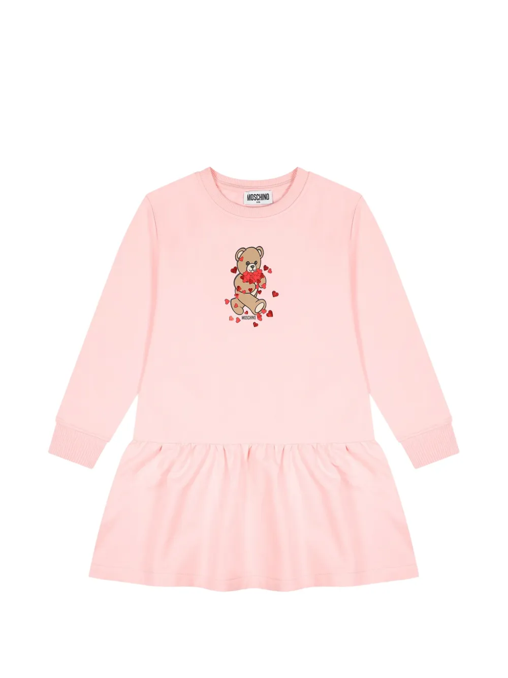 Moschino Kids Teddy Bear print ruffled dress - Rosa