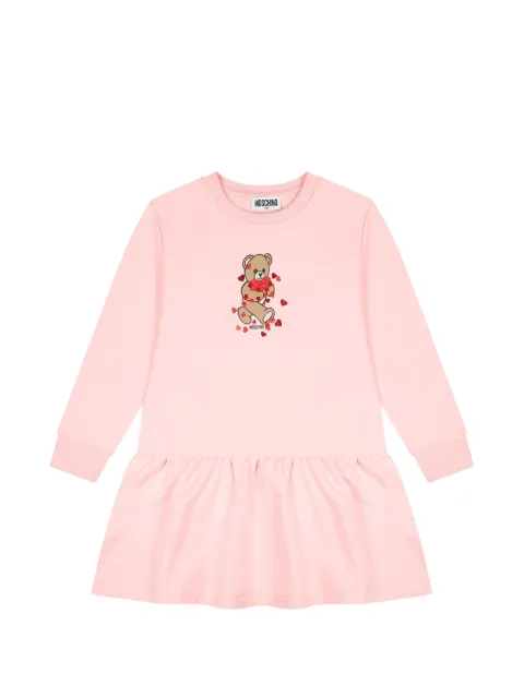 Moschino Kids Teddy Bear print ruffled dress