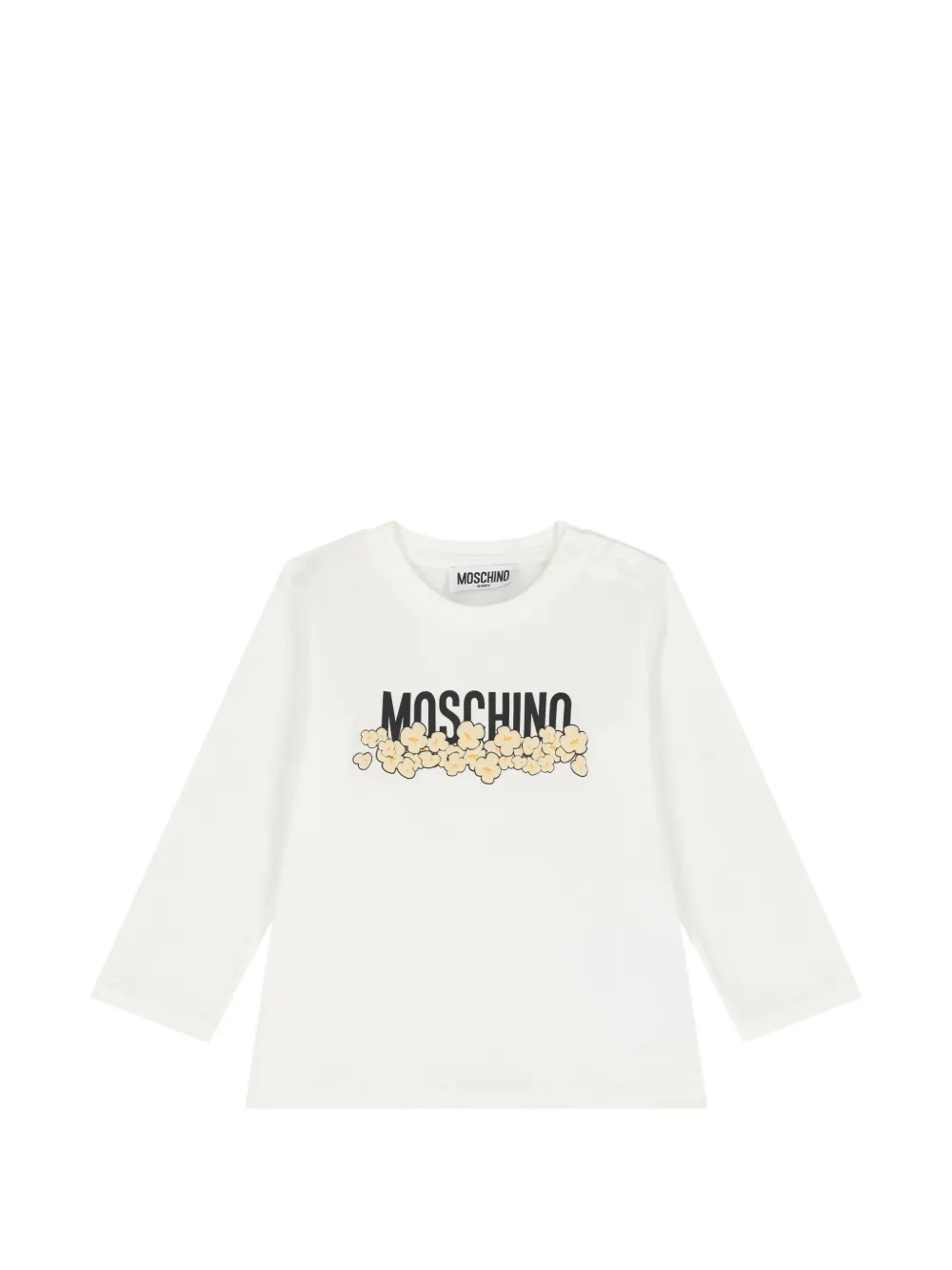 Moschino Kids popcorn-print long-sleeve T-shirt - Bianco
