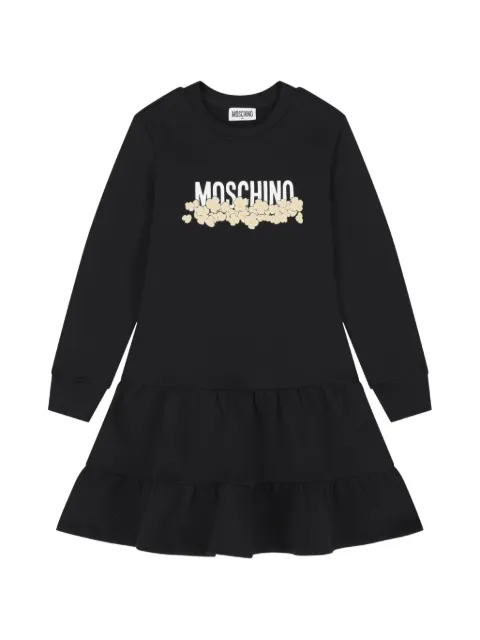 Moschino Kids robe volantée à logo imprimé
