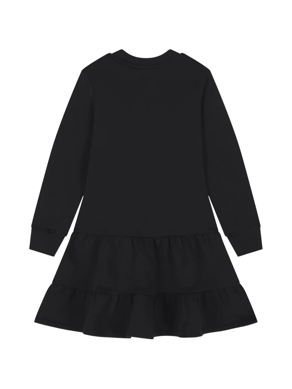 Moschino Kids Jurk met logoprint en ruches Zwart