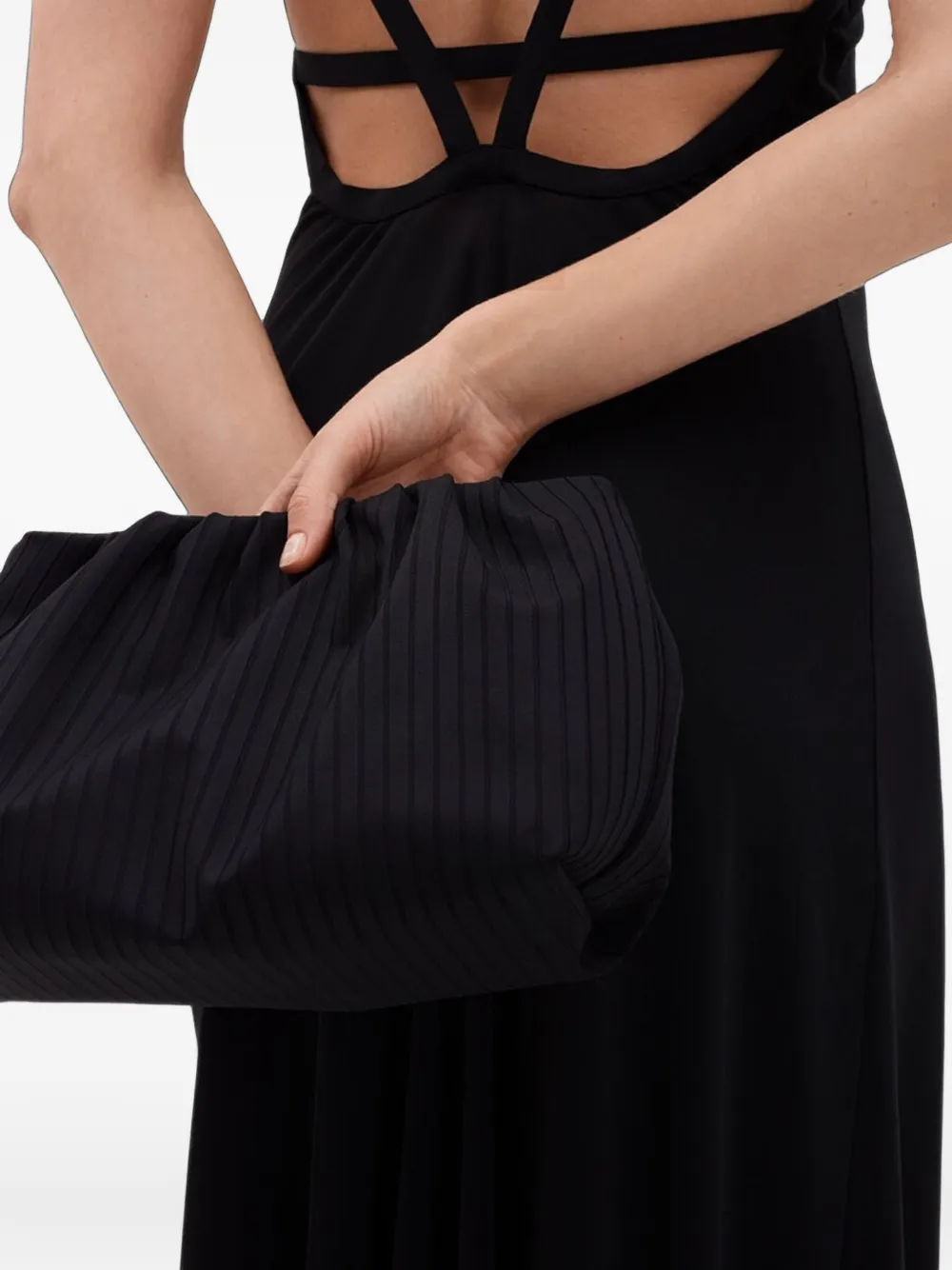 ERES Soiree Paradise geribbelde clutch Zwart