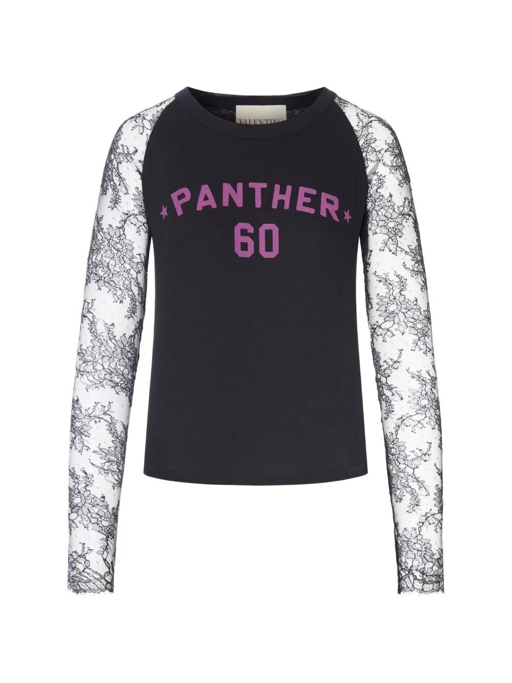 Valentino Garavani lace-sleeve graphic-print T-shirt - Nero