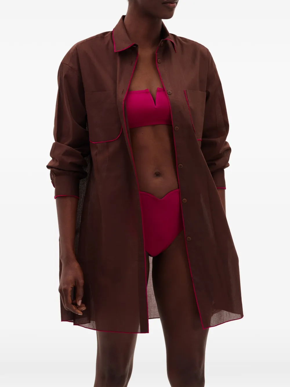 ERES Phare blouse met contrasterende afwerking Bruin
