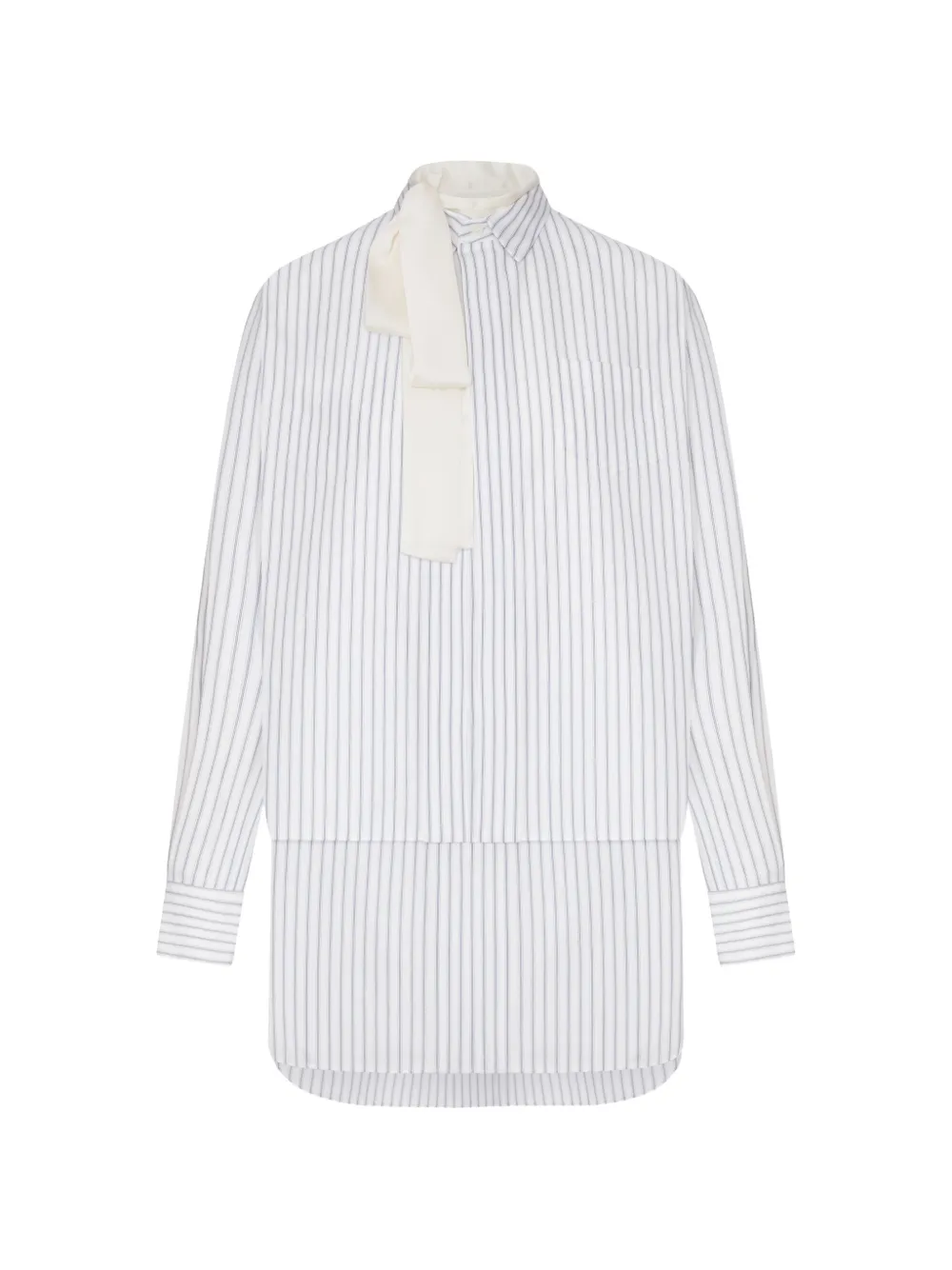 sacai mini striped tie-neck dress - Weiß