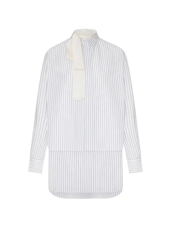 Sacai Striped Scarf-detail Mini Dress in White