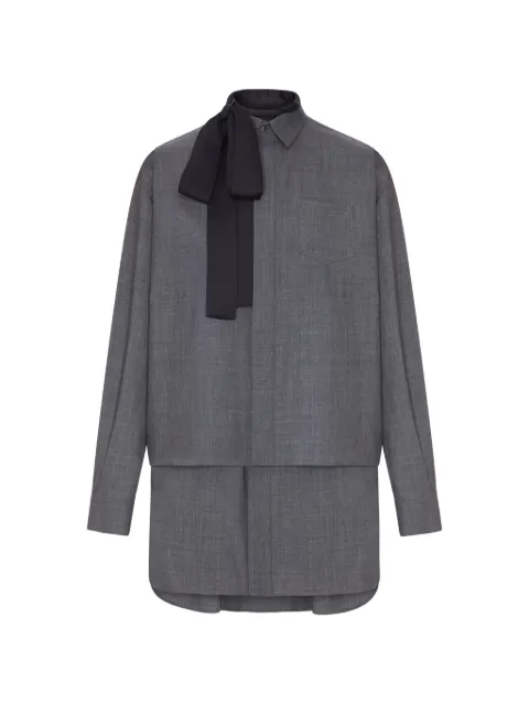 sacai vestido a capas con lazo en el cuello