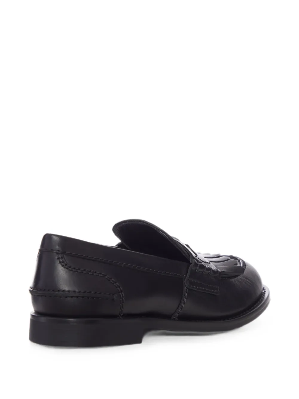 Miu fringed logo-detail loafers Zwart
