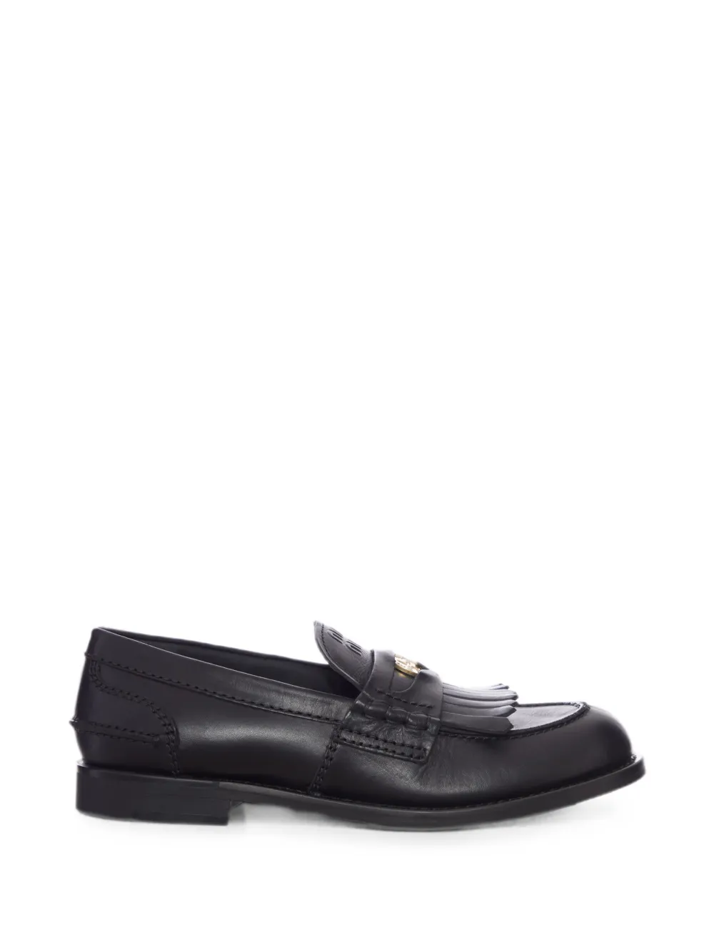 Miu Miu fringed logo-detail loafers - Nero