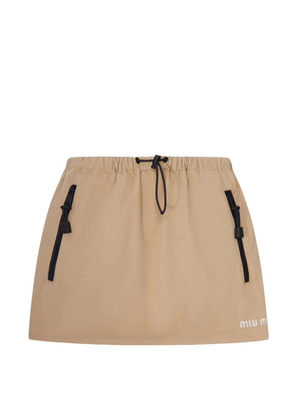 Miu Miu drawstring cotton-gabardine miniskirt - Toni neutri